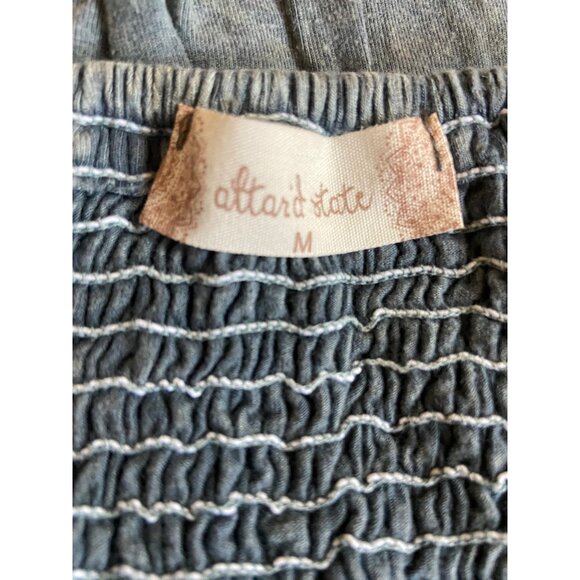 Alterd State Womens Medium Gray Smocked Lace Hem Babydoll Boho Chic Y2K - Picture 4 of 6